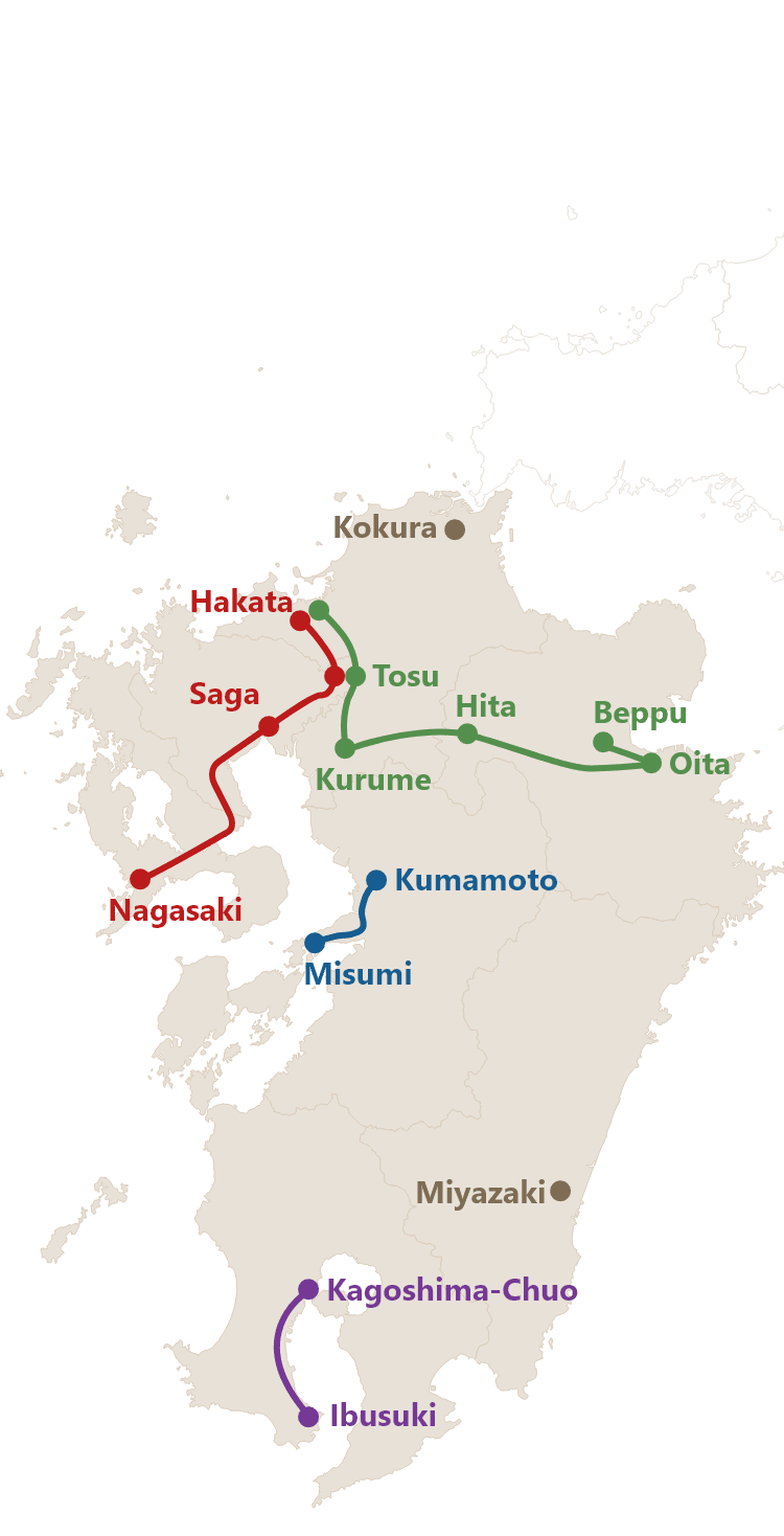 Map for Luxurious Kyushu Train Adventure